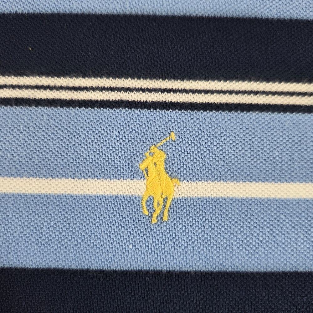 Polo Ralph Lauren Mens Polo Shirt XL Blue Striped Pony Logo 90s Style - Picture 6 of 13